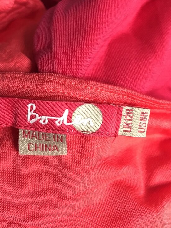 Boden Maxi Dress Womens 8 Beaded Pink Coral Lyocell Ruched Resort Vacation - Picture 4 of 16